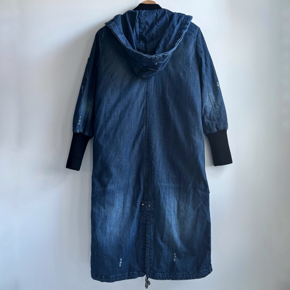 Soia & Kyo Reese Hooded Coat Jacket Blue Denim Coat Size XXS/2 Can Fits to Small - Picture 6 of 17